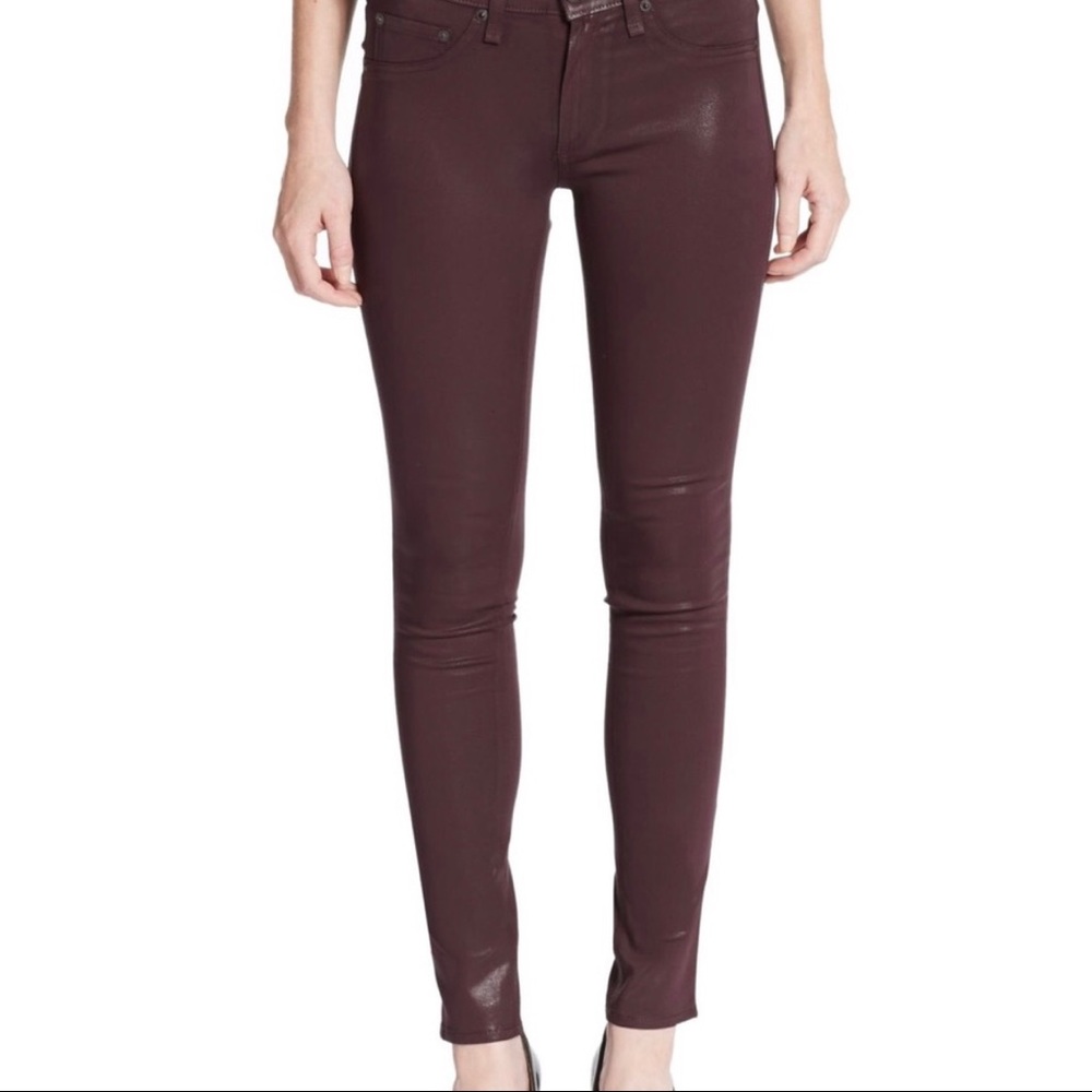 Rag & Bone Coated Wine Skinny Jean Leggings